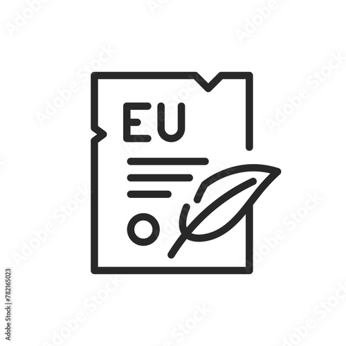 EU Association Agreement Icon Set. Editable Stroke Vector Line Symbol of European Union Diplomacy, Legislation, Unity, and Partnership Concept.