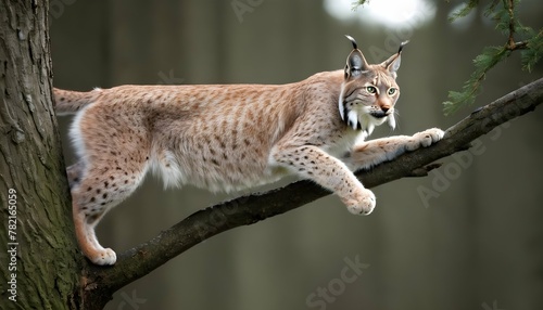 A-Lynx-Climbing-A-Tree-With-Agility-And-Grace-