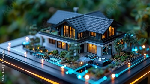 Illuminated Miniature Smart Home Model Display