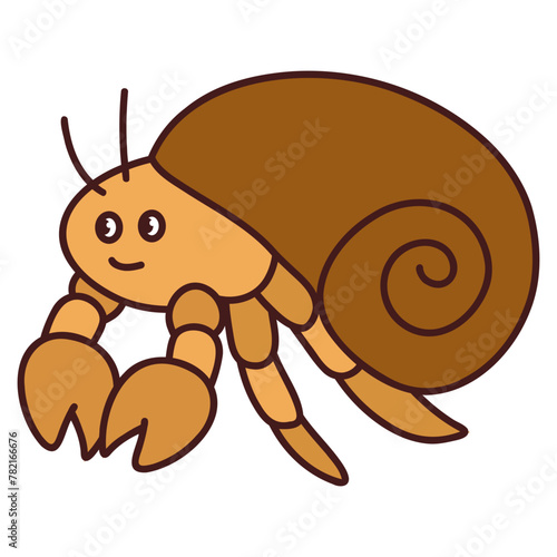 hermit crab vector illustration. crustacean animal cartoon