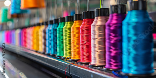 Vibrant Rainbow-Colored Thread Spools for Sewing and Embroidery