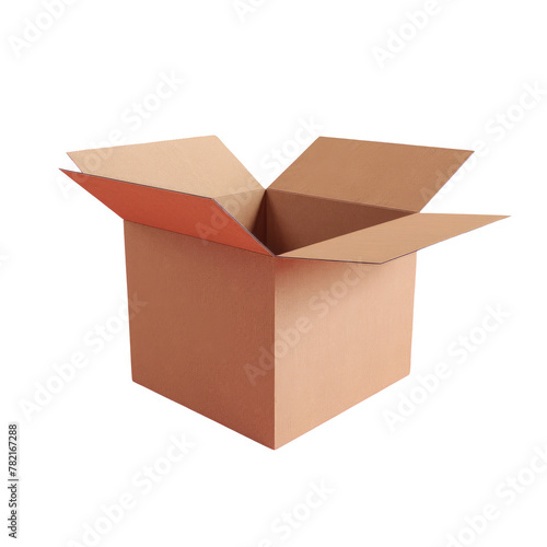 A close up of a cardboard box with a Transparent Background