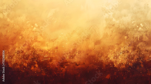 An atmospheric landscape with swirling smoke, amber flames, and a fiery horizon