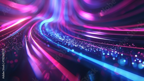 abstract futuristic background with pink blue glowing neon moving high speed wave lines and bokeh lights,Abstract futuristic background with blurry glowing wave and neon lines.
 photo