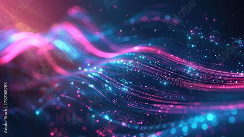 abstract futuristic background with pink blue glowing neon moving high speed wave lines and bokeh lights,Abstract futuristic background with blurry glowing wave and neon lines. 