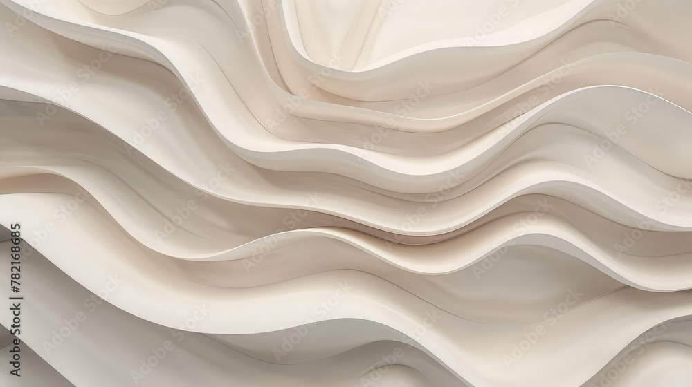 Abstract geometic 3d background, wavy structure texture. 3d render illustration, neutral beige and grey colors,Close up of wall with wavy lines,Beige layered background. Minimalist Art.