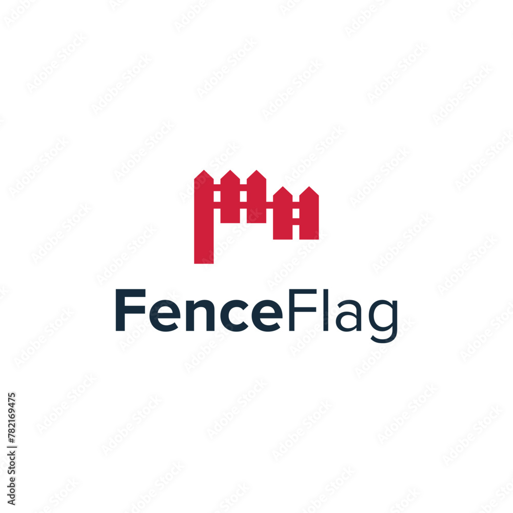 fence flag red simple sleek creative unique modern logo design fence flag red simple sleek creative unique modern logo design
