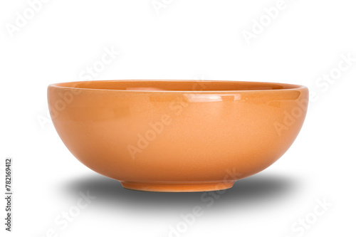 Side view of empty single ceramic bowl isolated on white background with clipping path.