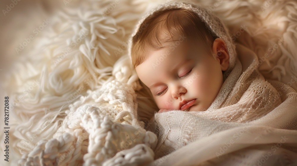 beautiful baby portrait close-up while sleeping on a white blurred background with copy space focusing on a peaceful infant in serene rest with tender relaxation and dreamy soft look beautiful baby portrait close-up while sleeping on a white blurred background with copy space focusing on a peaceful infant in serene rest with tender relaxation and dreamy soft look