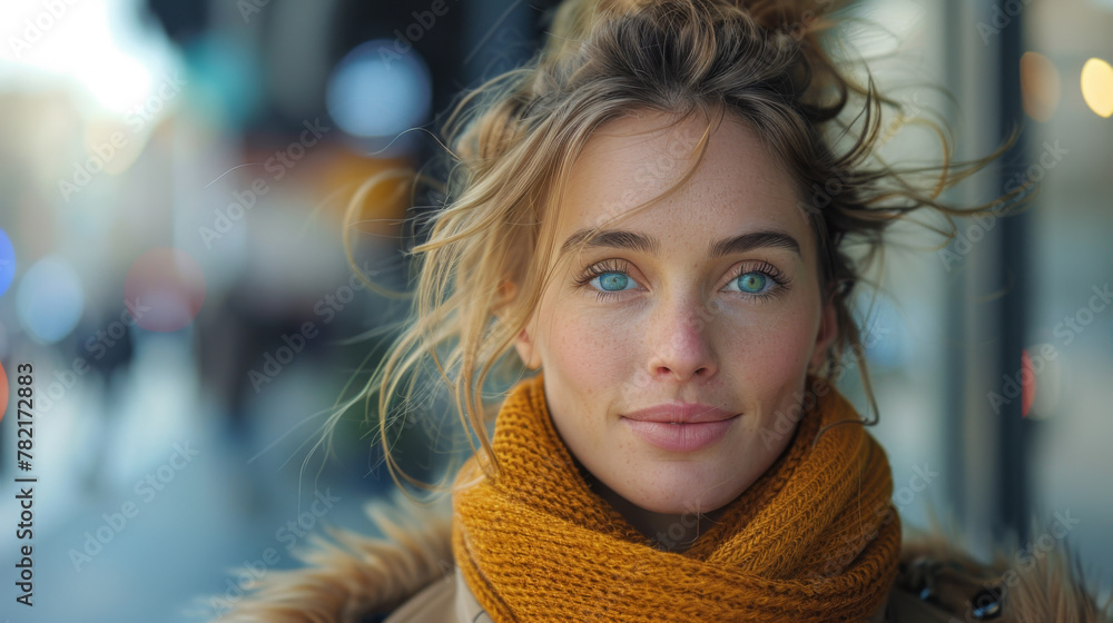 Portrait of a businesswoman on the street of a city. Portrait of a businesswoman on the street of a city.