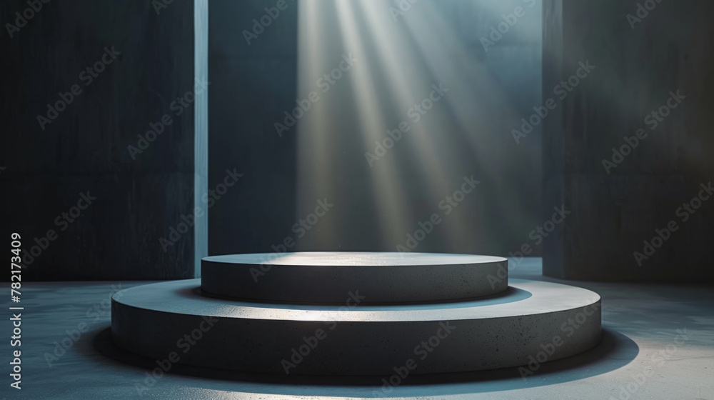 Fototapeta premium Sleek and modern podium stand focused on simplicity to highlight displayed items.