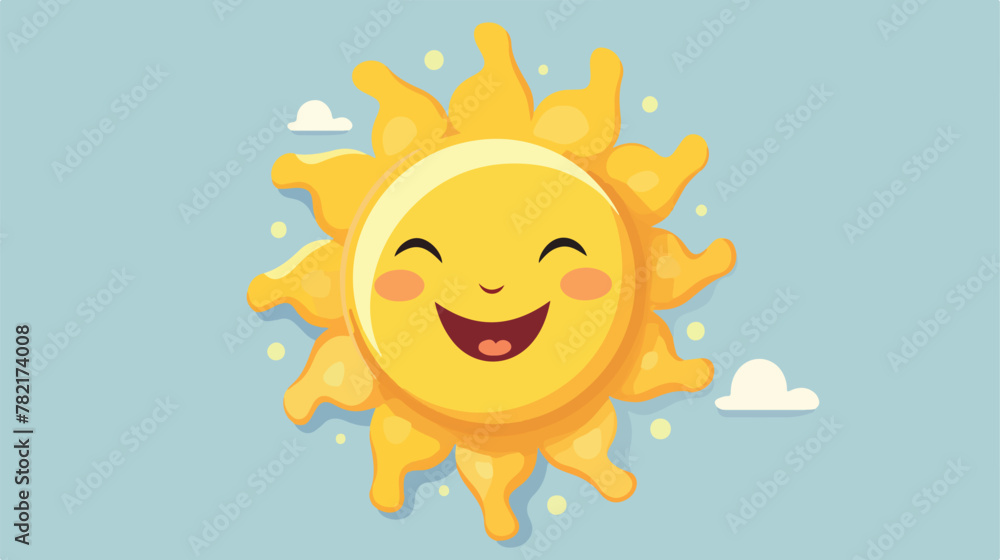 Smiling funny cartoon sun with 2d flat cartoon vact