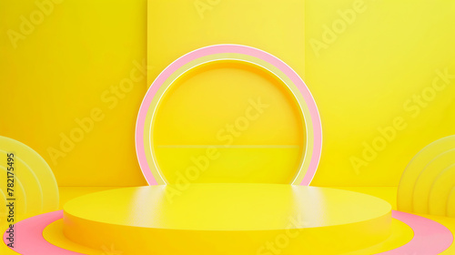 plataforma vazia de mockup com cores amarelo 