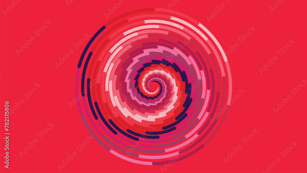 Fototapeta premium Abstract round spinning vortex style futuristic red contrast background.