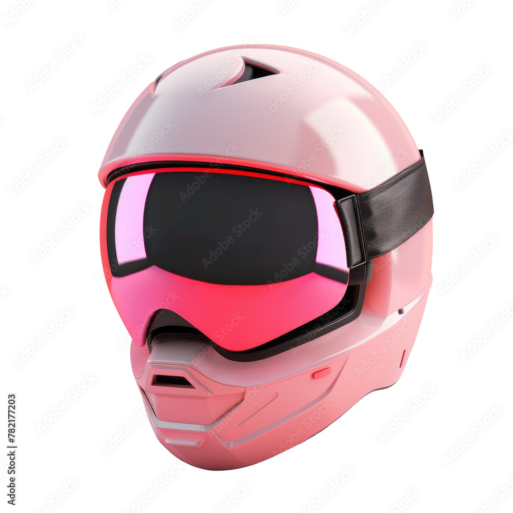 Fototapeta premium A close up of a helmet with goggles on a Transparent Background