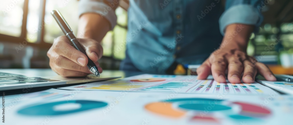 Fototapeta premium Strategic planning app with goal-setting functionality and progress bars, business objectives focus,