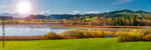  Panoramic photo of rural landscape in the Allgäu in Bavaria