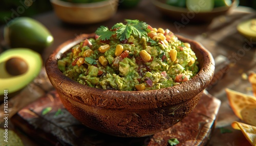 Guacamole Galore, Celebrate the versatility of guacamole with images showcasing different variations and serving styles, from classic chunky guacamole to inventive flavors like mango or roasted corn