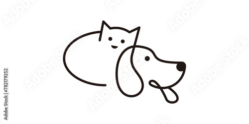 logo design creative animal pet, dog and cat, minimalist line, logo design template, symbol, icon, vector, creative idea.