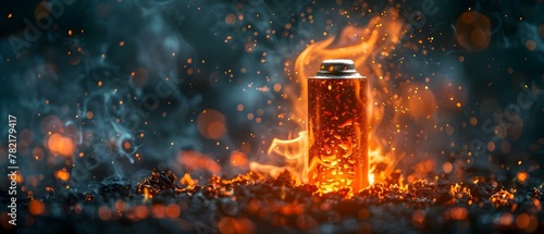 Ignition Risk: The Hidden Peril of Lithium-ion Batteries. Concept Battery Safety, Lithium-ion Hazards, fire risk, Ignition Prevention, Battery Handling