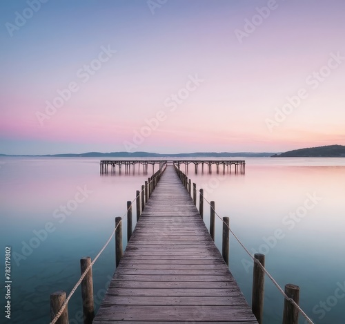 A dock sits in the center of a vast body of water, surrounded by nothing but the endless expanse of the open sea