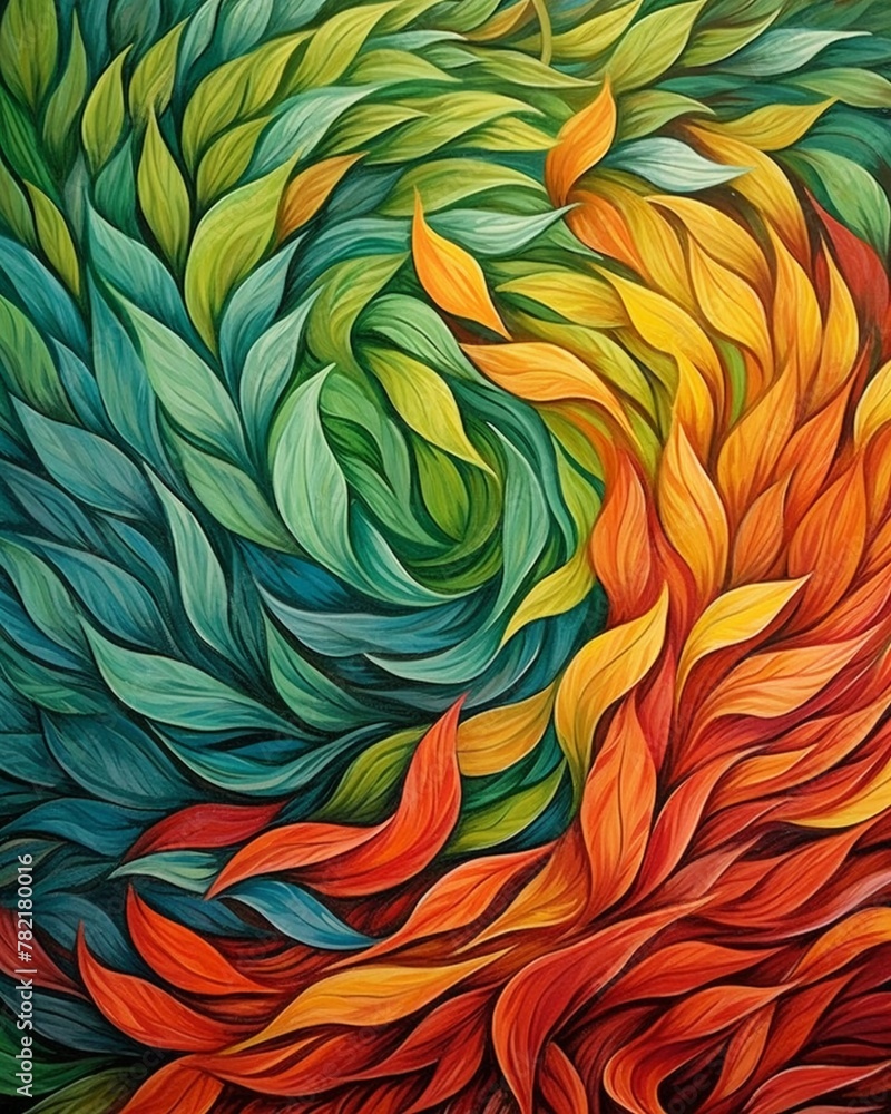 Leaves twirling and spinning in a mesmerizing pattern , unique hyper-realistic illustrations Leaves twirling and spinning in a mesmerizing pattern , unique hyper-realistic illustrations