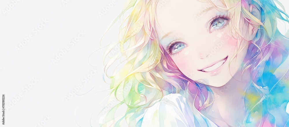 Graceful Anime Portrait: Serene and Delicate Beauty in Watercolor