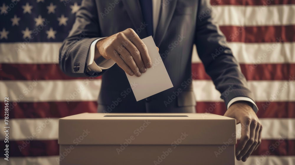 2024 USA presidential elections concept with american flag on background. AI generated. 2024 USA presidential elections concept with american flag on background. AI generated.