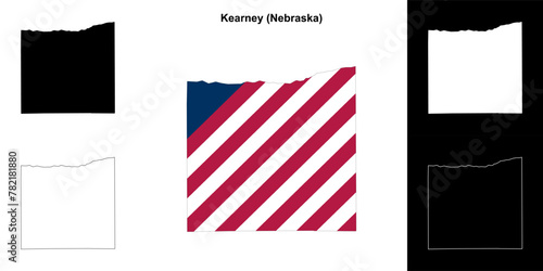 Kearney County (Nebraska) outline map set photo