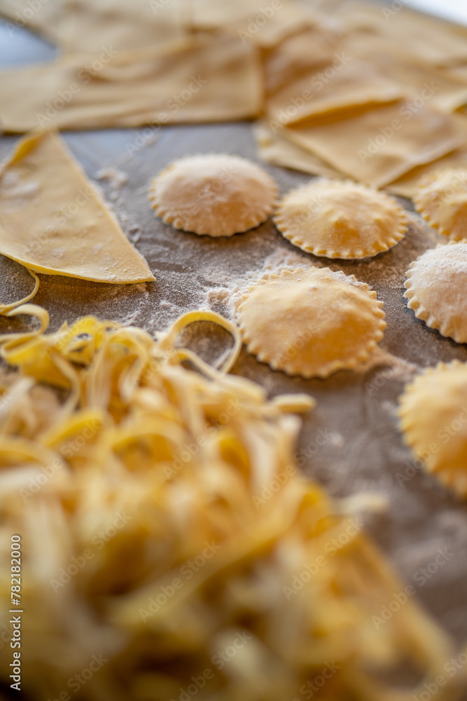 closeup fresh pasta