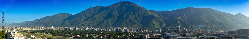 Panoramic view of Caracas - Venezuela showing Caracas skyline and Cerro el Avila. 