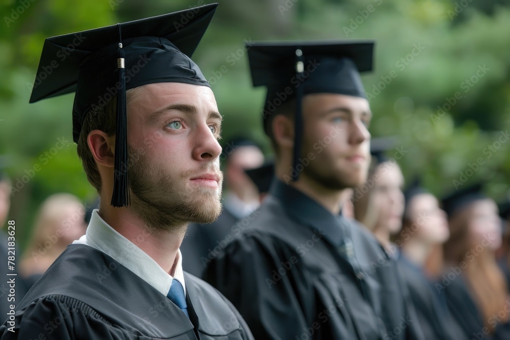 male standing before graduation on a graduation day male standing before graduation on a graduation day