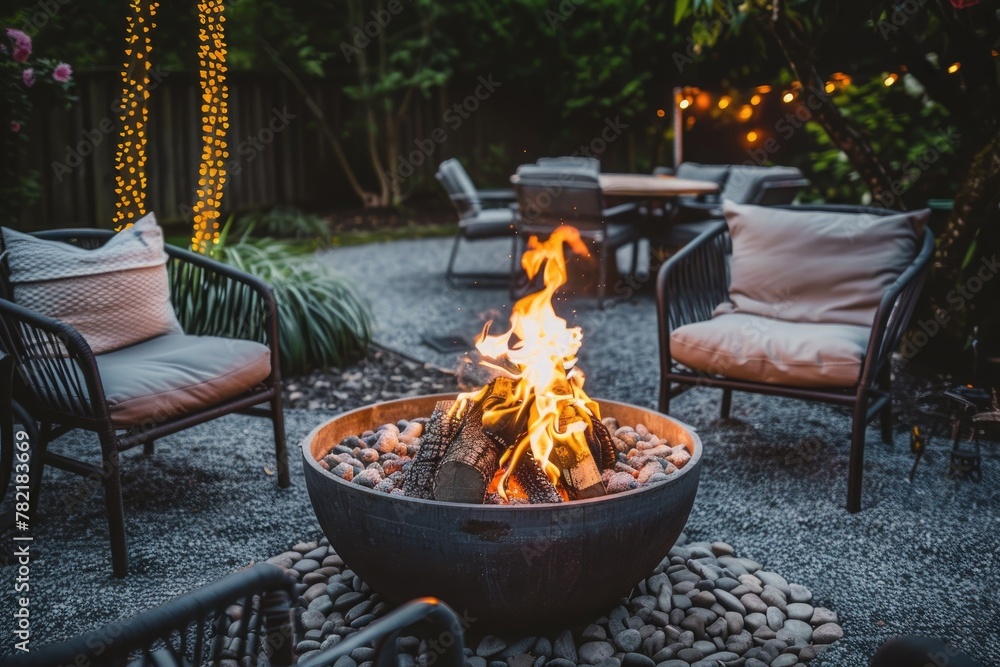 open fire in the middle surrounded by chairs outside open fire in the middle surrounded by chairs outside
