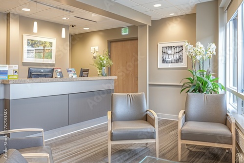 modern dental office waiting area  reception