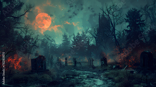 Horror town Halloween festival, generative Ai