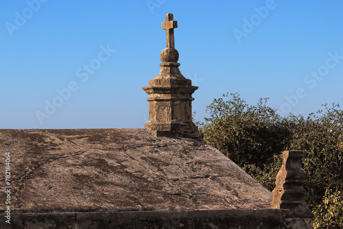 old christian church cross. The Church at Diu - India, Ancient Church of Jesus Christ. Cross of Jesus on the top of ancient church located in Diu Fort.