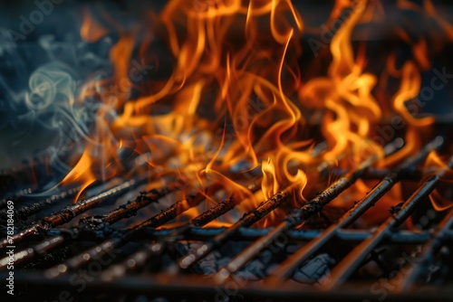 flames on a grilling barbecue