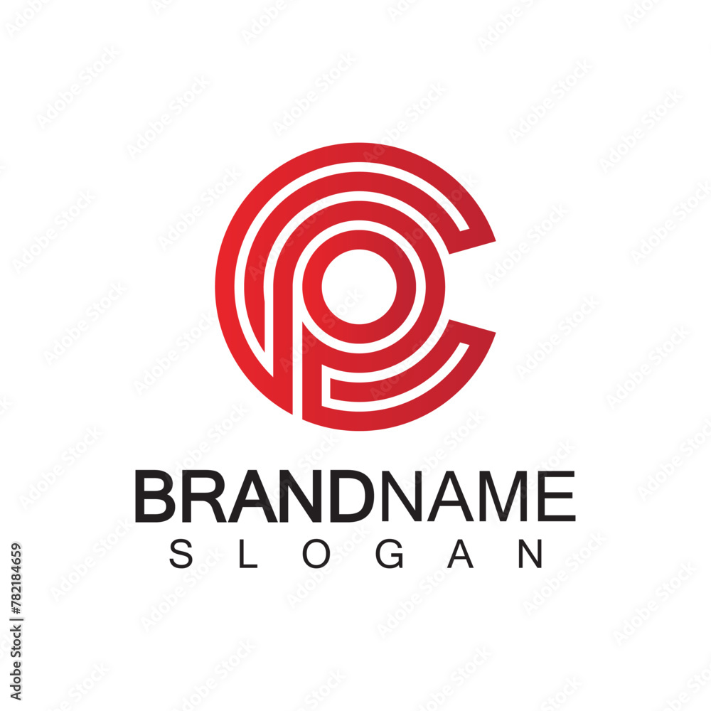 Initial lowercase letter logo cp,pc, p inside c, monogram rounded shape Initial lowercase letter logo cp,pc, p inside c, monogram rounded shape