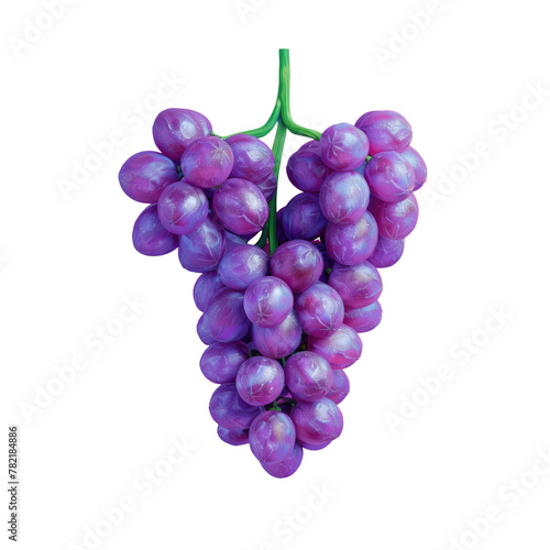 Purple grapes on a Transparent Background with a green stem