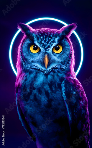 An Owl with neon effect © @ONE Media