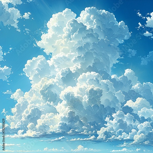 Drawn cloud puffing across a blue-sky canvas, light and airy