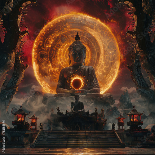 Ancient Buddhism T-Shirt Vinly Movie Poster Cover Printable 3D Render