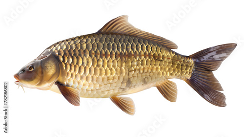 Carp or Cyprinus carpio, common carp fish isolated on white background © Alexander Raths