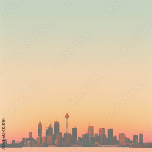 Iconic city skyline  panoramic  architectural photography  dusk lights