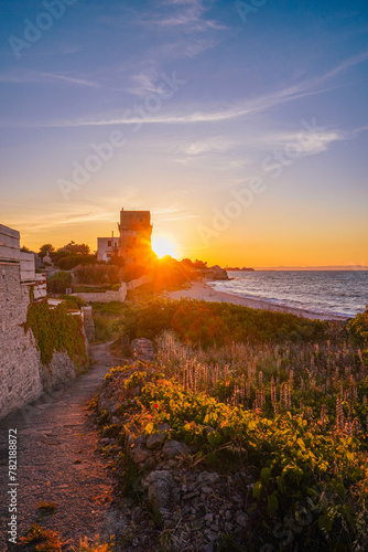 La Torretta beach on sunset in Bisceglie city in south Italy (Apulia, Italy)