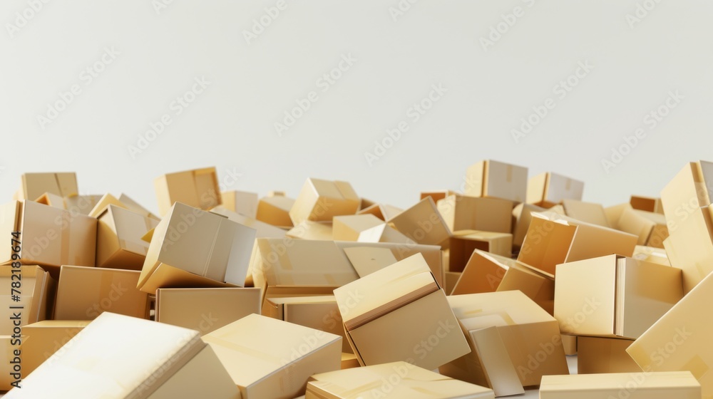 Fototapeta premium Stack of Disorganized Delivery Cardboard Boxes during Shopping Festival