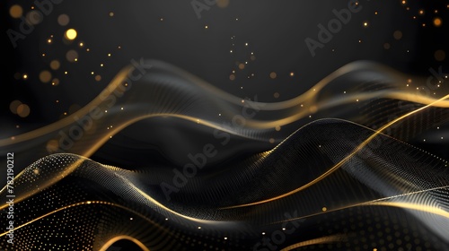 Black luxury background with golden line elements  photo