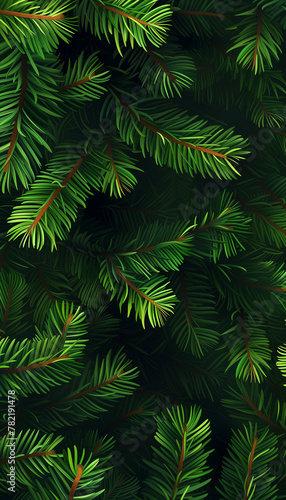 Green fir branches texture