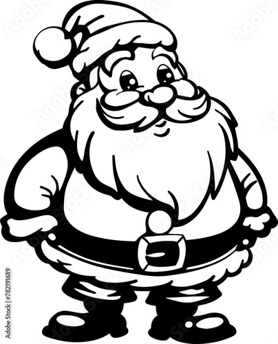 Santa Claus  simple black and white drawing  isolated on white 
