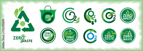 Eco friendly zero waste symbols that promote waste and earth saving. © ActiveLines